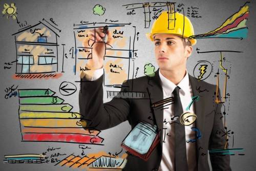 Energetic project draft of a construction engineer